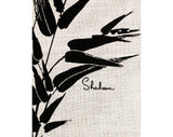 Alfred Shaheen Fabric Panel for 1960s Dress - Black Bamboo Screen Print Flax Natural Beige Yardage - 60s Asian - 46 x 54 Inches - 49782