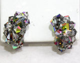 1950s Expansion Bracelet & Clip Earrings - Iridescent Faceted Mercury Silver Glass - Sophisticated Glam Movie Star Look - 50s 60s Glamour