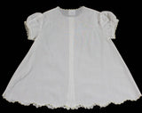 Vintage Baby's Dress - Size 3 to 6 Months - White Cotton with Sweet Yellow Embroidery - Infant Girl's Button Front Chemise - Spring Summer