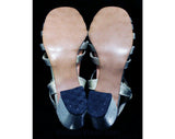 Size 6.5 Sparkling Silver Sandals - Glam 1960s Metallic Shoes - 60s Open Toe T Strap Evening Cocktail Pump - NOS Deadstock - 6 1/2 - 46146-2