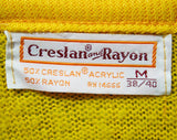 Small Mens Pep Band Sweater - 1960s Men's V Neck Yellow Pullover - Long Sleeve - GCHS Band High School Music - Like New - Chest 40 - 41943