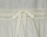 Peasant Style 1950s White Petticoat - Large Summer Cotton Crinoline - Size 12 Full Flounced Underskirt with Eyelet Lace - Waist 30 to 36