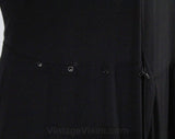 Size 8 1930s Maternity Dress - Black Rayon Crepe & Sequins Soutache - Short Sleeve Authentic 30s Cocktail - Dressing For Two Label - Bust 35