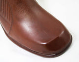 Size 7 Trompe L'Oeil 60s Boots - Brown Waterproof Rubber - Sophisticated 1960s - Faux Buckles - Fleece Lined - Unworn - Deadstock - 43295-19