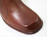 Size 6 Trompe L'Oeil 60s Boots - Brown Waterproof Rubber - Sophisticated 1960s - Faux Buckles - Fleece Lined - Unworn - Deadstock - 43295-6