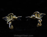 50s Sweetheart Earrings - Hearts & Arrows - Puffy Cream Hearts with Gold Hue Metal - Cupid's Arrow Valentine's Day Plastic Heart - 50496