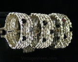 Avant Garde Heart & Chain Bracelet - Sweetheart Motif - 50s 60s Rings Loops Coils - 1950s Hearts Jewelry - Goldtone Metal - by Cathe - 42475