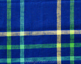 Blue Plaid Tablecloth - Heavy High Quality Blue Chartreuse Green Large Rectangle - Retro 1980s Summer Table Cloth - Large Lattice Stripe