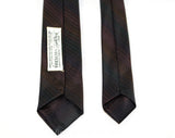 50s Men's Skinny Tie - 1950s Chestnut Brown Striped Necktie - Diagonal Stripes - Mid Century Dark Brown Office Wear - Superba Label