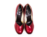 Size 4.5 1940s High Heel Shoes - Unworn Ruby Red WWII Era Pumps with Round Toe - Sexy Pin Up Girl's 40s 50s Deadstock - 4 1/2 and 5 Mismatch