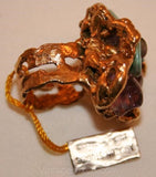 Huge 60s Statement Ring - Fab Artisan 1960s Rock Tumbler Ring with Amethyst & Moonstones - Size 7.5 - Purple - Artisan - NWT - 32102