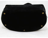 1930s Black Box Bag - Deco Velvet 30s Handbag - Brass Hardware - Mirror Inside - Oblong - Authentic 1930's Evening Purse - 47945