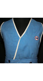 Boys Size 4 30s Play Outfit - 1930s Boy's Blue Linen Play Set with Navy Dog Logo - Boys' Childrens 4T Deadstock - Authentic - 26859-1