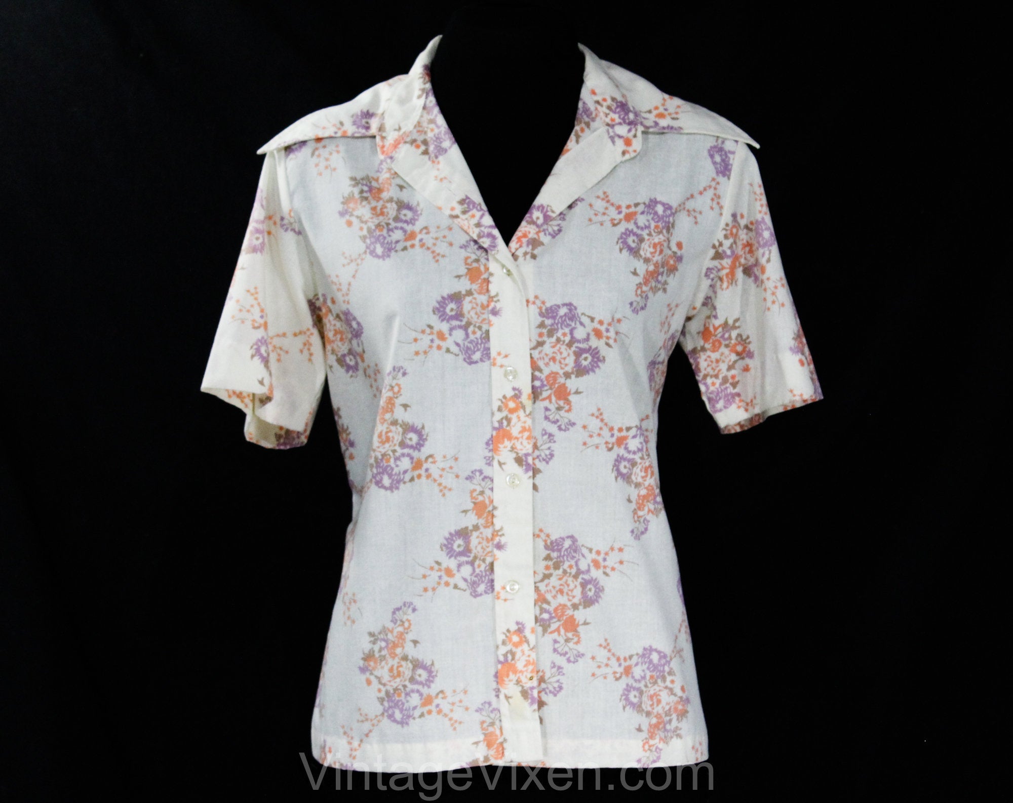 Ivory Flower Silk Shirt - Vintage Flower