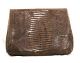 1940s Reptile Handbag - 40s 50s Stylecraft Miami Purse - Brown Lizard Skin 40's Clutch Bag - WWII Era - No Handle As Is Hand Bag - Project