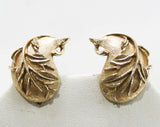 Flourish Brooch & Earrings - Sarah Coventry - Sophisticated 1960s Goldtone Gold Metal - Leafy Romantic Office Jewelry - Lapel Pin - 42664