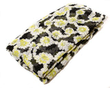 1960s Daisy Print Fabric - Over 4.5 Yards x 37" Wide - 60s Sheer Cotton Gauze - Black Yellow & White Daisies 1960s Summer Hippie Yardage