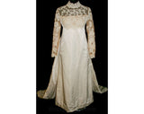 Size 6 Wedding Dress - Exquisite Peau du Soie & Net Bridal Gown by Priscilla of Boston - Attached Train - 1960s Wedding - Bust 34 - 32789-1