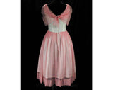 Size 8 50's Party Dress - Femme 1950s Pink & White Chiffon Cocktail Dress - Two Tone - Girl Next Door - Spring Summer Evening - Waist 27