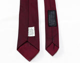 50s Maroon Sharkskin Tie - 1950s Dark Red MCM Skinny Necktie - Mid Century Modern 50's - Geometric Rectangles Pattern Brocade - Donegal