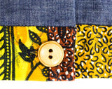 1970s Funky Pant Set with Hood - 70s Denim Chambray Hooded Jacket & Quilted Bellbottom - Size 0 Blue Batik Paisley Patchwork Novelty Print