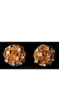 Elegant 50s Bird's Nest Earrings with Rhinestones by Castlecliff - Mint Condition - Goldtone Metal - 1950s Designer Novelty Jewelry - 36415