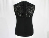 Small 60s Black Knit Top - Dressy Casual Glamour - 1960s Audrey Chic Sleeveless Wool Blouse with Soutache Stitching - Size 6 Bust 38 Inches