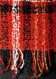 Fall 1970s Rusty Plaid Bouclè Fringed Shawl - Wrap - Cozy - Texture - Ruddy Brown - Fringe - Autumn - Any Size - Mint Condition - 37363-1