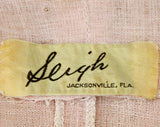 Size 8 1940s Sheer Pink Dress - Rustic Linen Weave - 40s 50s Short Sleeve Summer Frock - Fresh Authentic 30s - Irish Crochet Lace - Waist 27