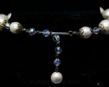 50s Baroque Pearl Necklace - Crystal Beads & Goldtone Filigree - 1950s Glamour - Beautiful Antique Inspired Chic - White Silver Gold Elegant