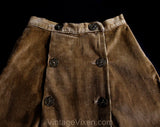 XXXS 60s Corduroy Skirt - Tan Brown Cotton A-Line 1960s Wrap Skirt with Fleur De Lis Buttons - less than Size 000 - Waist 21 - NWT Deadstock