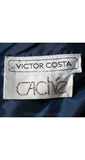 Size 6 Cocktail Dress - Blue Taffeta & Velvet Party Dress by Designer Victor Costa - Convertible Halter or Strapless - Faux 50s - Bust 35
