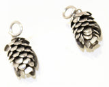 Pine Cone Necklace & Earrings Set - 50s 60s Mid Century Elegant Pendant Demi Parure - Silver Hue Metal - Charming Woodland Rustic Pinecones