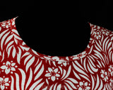 XXXS 1970s T Shirt - Cherry Red & White Tropical Flowers Cotton Knit Tee - Girls Size 10 - Top Quality Summer Top Made in Italy - Bust 29