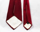 1940s Men's Tie - 30s 40s Novelty Snowflakes Print - Burgundy Red Crepe Mens Necktie with Snow Flakes or Nautical Ship's Wheel Motif