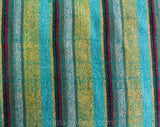 1960s Striped Cabana Fabric - Over 3 Yards Southwestern Style Jade Green Olive Saffron Yellow Red - 50s 60s Mid Century Textile Upholstery
