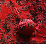 XXS 1960s Rose & Black Satin Brocade Dress - Size 0 - Red Short Sleeve Top and Skirt - Mint Condition - Waist 23 - Deadstock - 36589