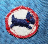 Boys Size 4 30s Play Outfit - 1930s Boy's Blue Linen Play Set with Navy Dog Logo - Boys' Childrens 4T Deadstock - Authentic - 26859-1