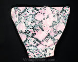 XS Small 70s Panties - 1970s Pink Black Snake Skin Bikini Brief - Novelty Animal Print Underwear - Ladies Size 000 Girls 12 to 14 - 70's NWT