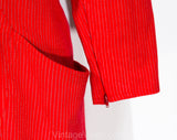 Size 6 Red Designer Dress - 1980s Minimalist Post Modern Design by Ungaro - Long Sleeve Square Neck 80s Pinstripe Office Sheath - Waist 29.5