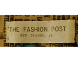 1960s Square End Tie - Antique Trains Men's 60s Novelty Print Necktie by Rooster - Locomotive Newspaper Ads - Tan Khaki Green Teal Black