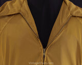 Men's Medium 60s Windbreaker - Mustard Goldenrod Yellow Brown 1960s Wind Breaker - Pick Stitched Seams - Zip Front Jacket - Chest 44