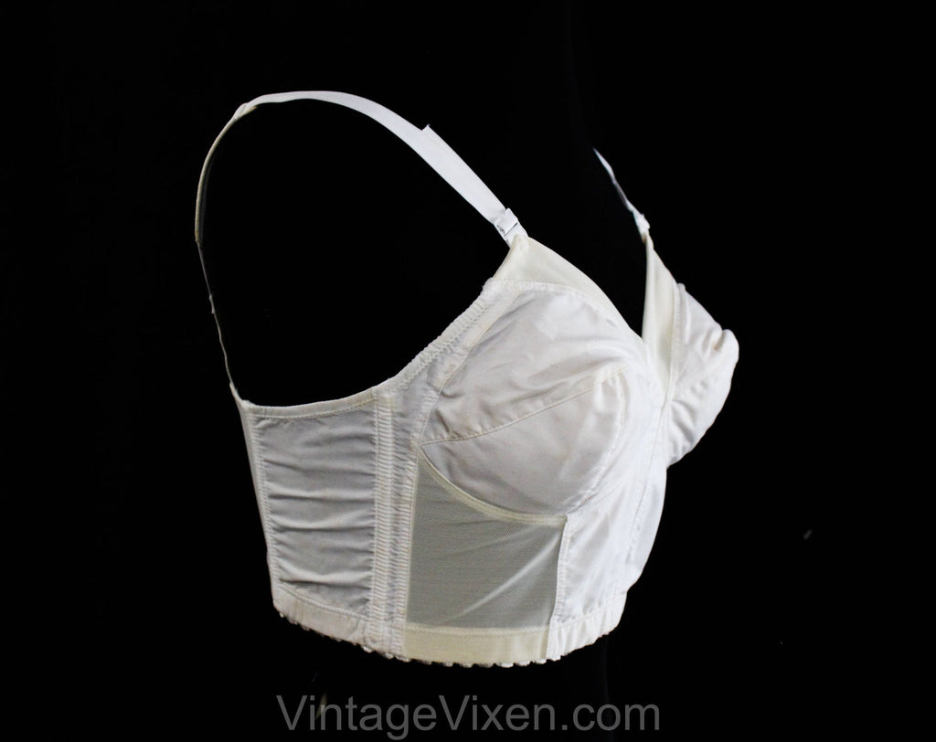 36C White Bra - Exquisite Form Fully Summer Cotton Long-Line Bustier - –  Vintage Vixen Clothing
