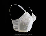 36C White Bra - Exquisite Form Fully Summer Cotton Long-Line Bustier - 3/4 Length Short Waist - NIB Deadstock - 1950s Housewife Look 36 C