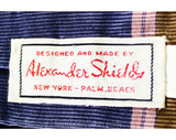 1960s Square End Tie - Mens 60s Preppy Striped Silk Necktie - Gray Pink Brown Men's Spring Fall Neckwear by Alexander Shields NY Palm Beach