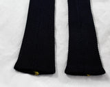 Men's Square End Tie - Navy Blue Knit Zig Zag Striped Necktie - Goldenrod Gold Yellow - Retro Mens Designer - Likely 1930s 1940s Cravat