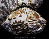 50s Marilyn Evening Bag - Gold & Silver Metallic 1950s 1960s Purse - Flashy Metal Brocade with Single Strap - Formal Handbag with Coin Purse