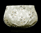 Femme 50s Starflower Beaded Satin Bag - Formal 1950s Clutch Purse - Spring Handbag - Shabby Sweet Daisy Flower Metalwork - Envelope Flap
