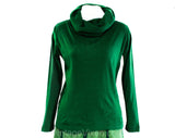 Size 8 Green Hippie Dress Set - 1970s Suede Patchwork Vest & Skirt with Matching Turtleneck Sweater - 70s Fall Autumn Forest - Waist 26.5