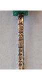40s Aztec Sterling Silver Spoon Lapel Pin with Jade Detail - 1940s Artisan Brooch - Mexican Stick Pin - Mexico - Central America - 36473